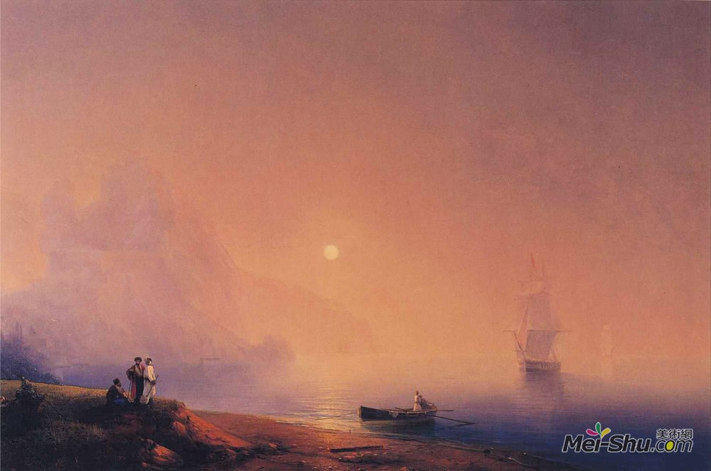 艾伊瓦佐夫斯基(Ivan Aivazovsky)高清作品《克里米亚鞑靼人在海边》