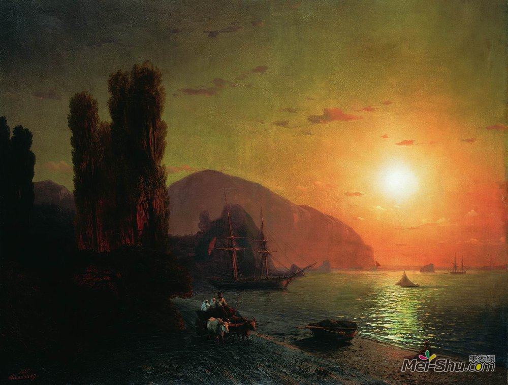 艾伊瓦佐夫斯基(Ivan Aivazovsky)高清作品《克里米亚全景。香鱼-达》