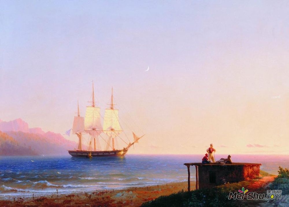 艾伊瓦佐夫斯基(Ivan Aivazovsky)高清作品《帆下护卫舰》