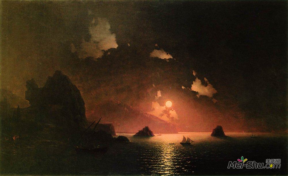 艾伊瓦佐夫斯基(Ivan Aivazovsky)高清作品《古尔祖夫之夜》