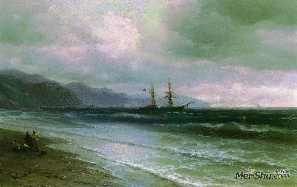 艾伊瓦佐夫斯基(Ivan Aivazovsky)高清作品《纵帆船的风景》