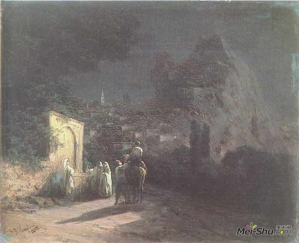 艾伊瓦佐夫斯基(Ivan Aivazovsky)高清作品《春天的月亮之夜》