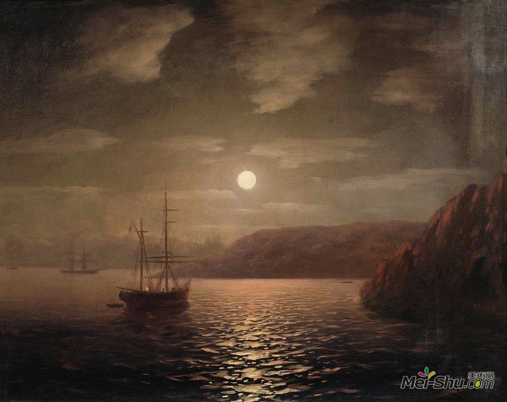 黑海的月亮之夜艾伊瓦佐夫斯基ivanaivazovsky高清作品欣赏