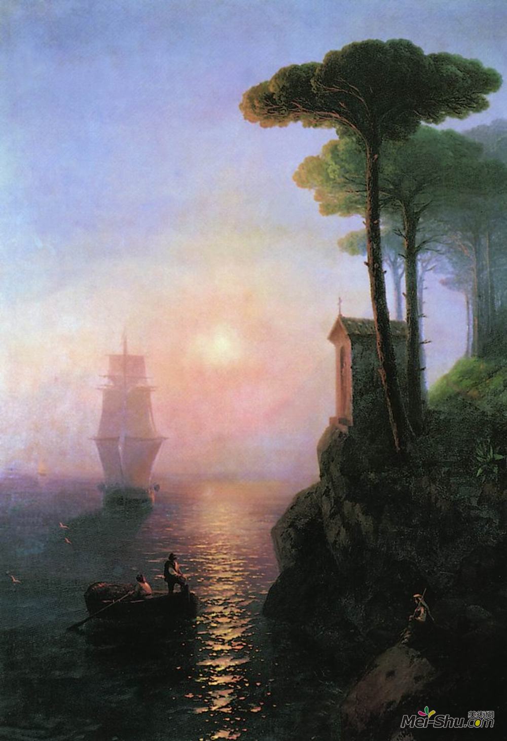 艾伊瓦佐夫斯基(Ivan Aivazovsky)高清作品《意大利朦胧的早晨》