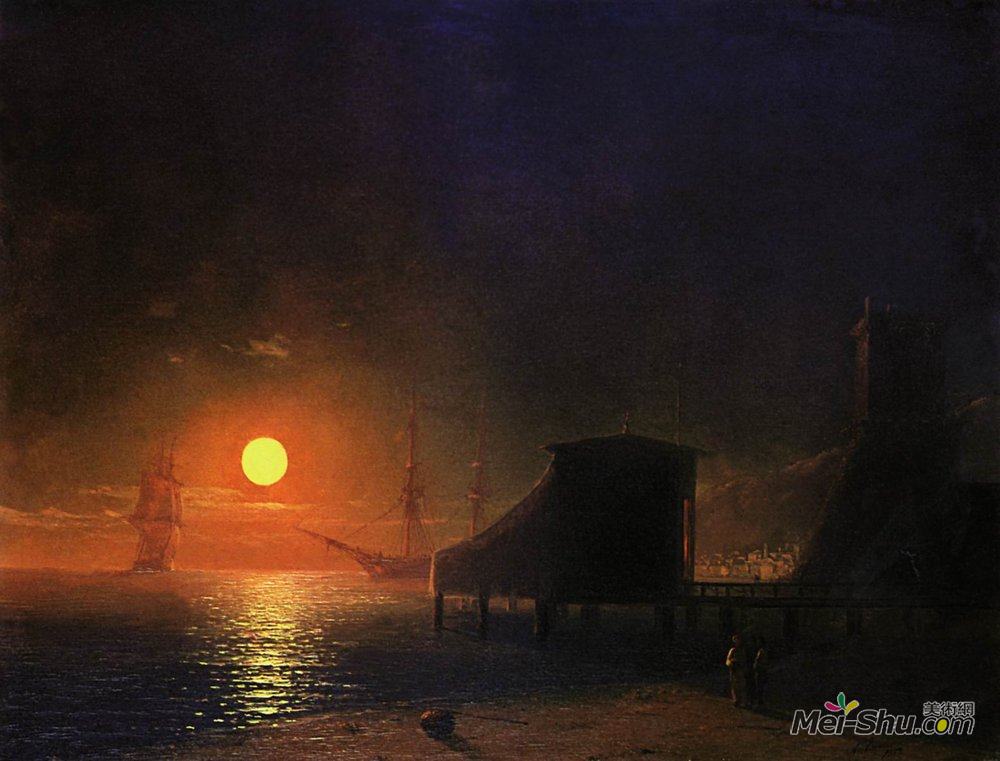 艾伊瓦佐夫斯基(Ivan Aivazovsky)高清作品《费奥多西亚的月光》