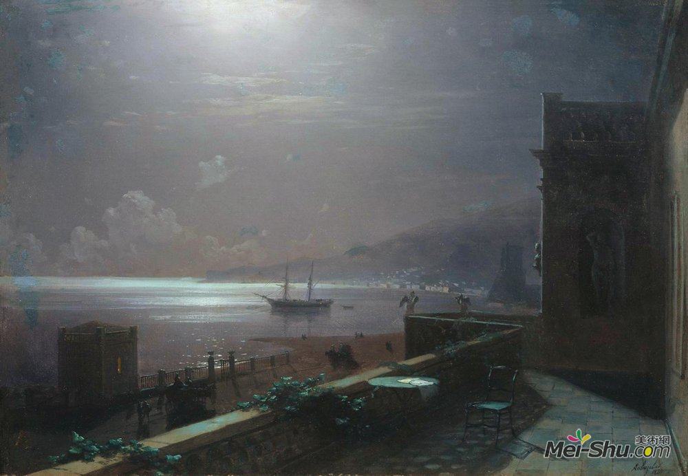 艾伊瓦佐夫斯基(Ivan Aivazovsky)高清作品《费奥多西亚的月光》