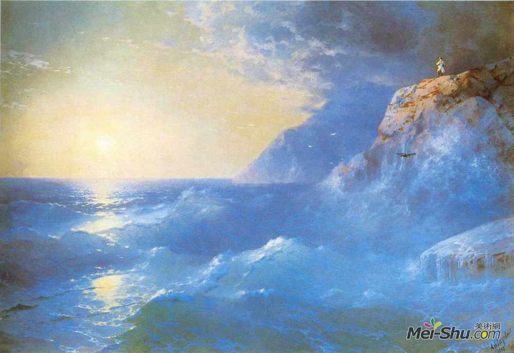 艾伊瓦佐夫斯基(Ivan Aivazovsky)高清作品《拿破仑在圣海伦岛上》