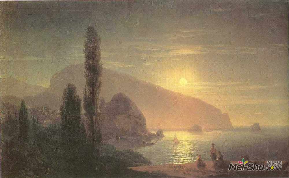 艾伊瓦佐夫斯基(Ivan Aivazovsky)高清作品《Night at Crimea View on Ayu-Dag》