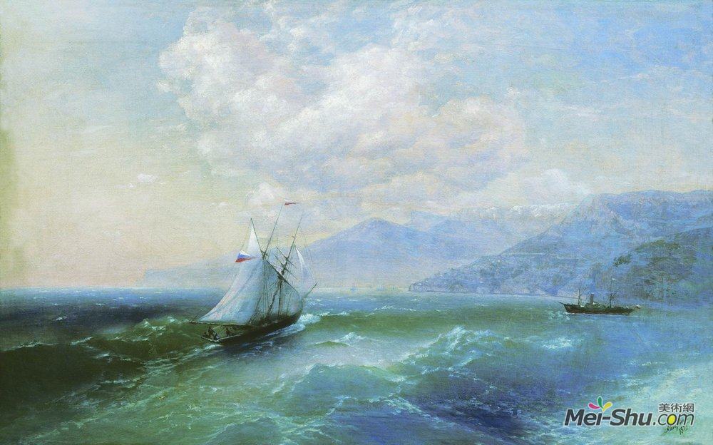 艾伊瓦佐夫斯基(Ivan Aivazovsky)高清作品《在海岸上》