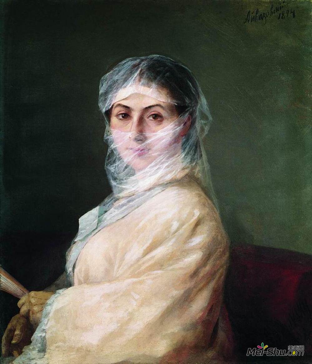 艾伊瓦佐夫斯基(Ivan Aivazovsky)高清作品《Portrait of the Artist's Wife Anna Burnazyan》