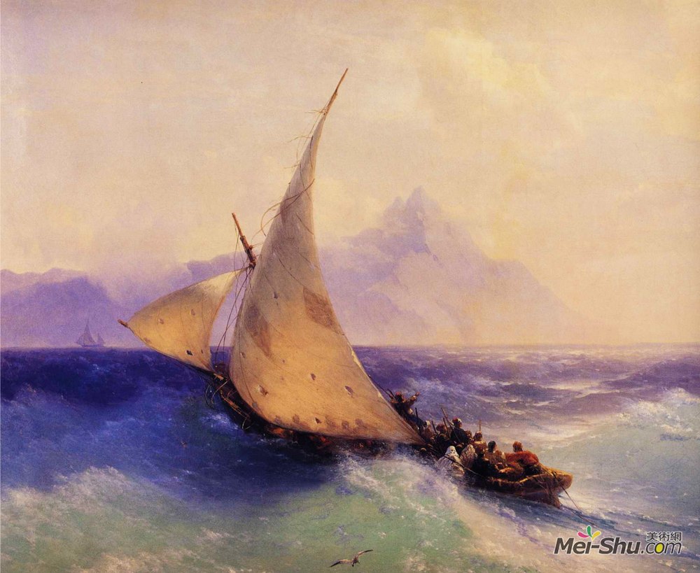 艾伊瓦佐夫斯基(Ivan Aivazovsky)高清作品《在海上救援》