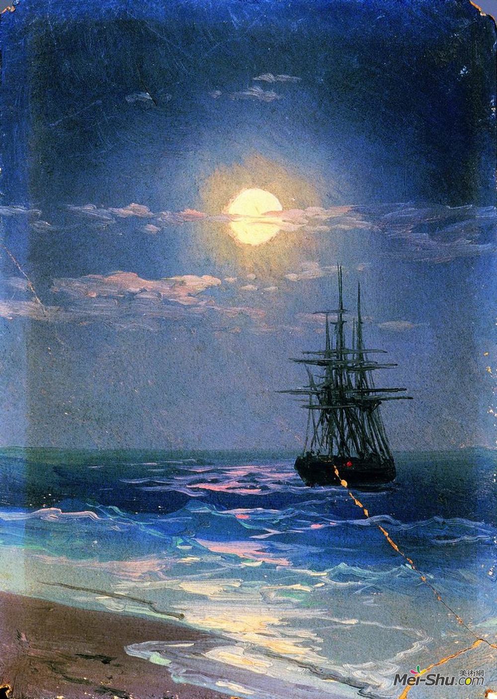 艾伊瓦佐夫斯基(Ivan Aivazovsky)高清作品《夜海》