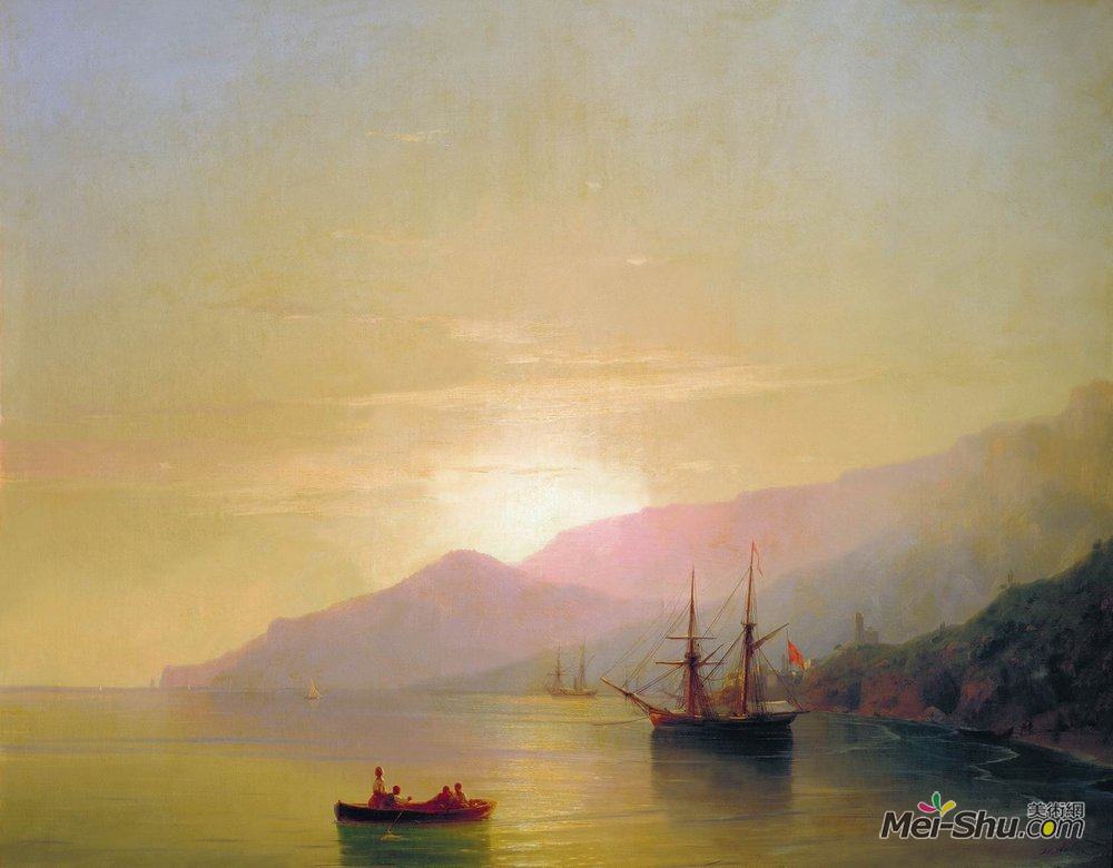 艾伊瓦佐夫斯基(Ivan Aivazovsky)高清作品《锚泊船舶》