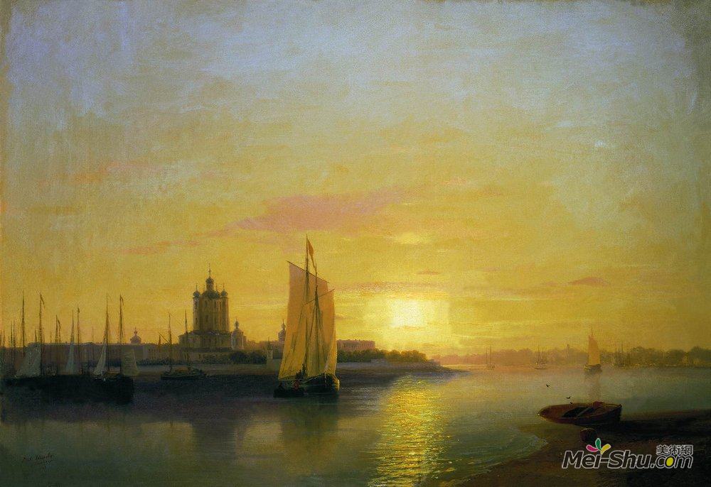 艾伊瓦佐夫斯基(Ivan Aivazovsky)高清作品《斯莫尔尼大教堂》