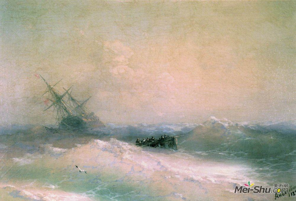 艾伊瓦佐夫斯基(Ivan Aivazovsky)高清作品《海上风暴》