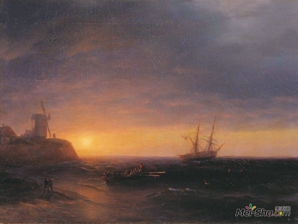 在海上日落艾伊瓦佐夫斯基ivanaivazovsky高清作品欣赏