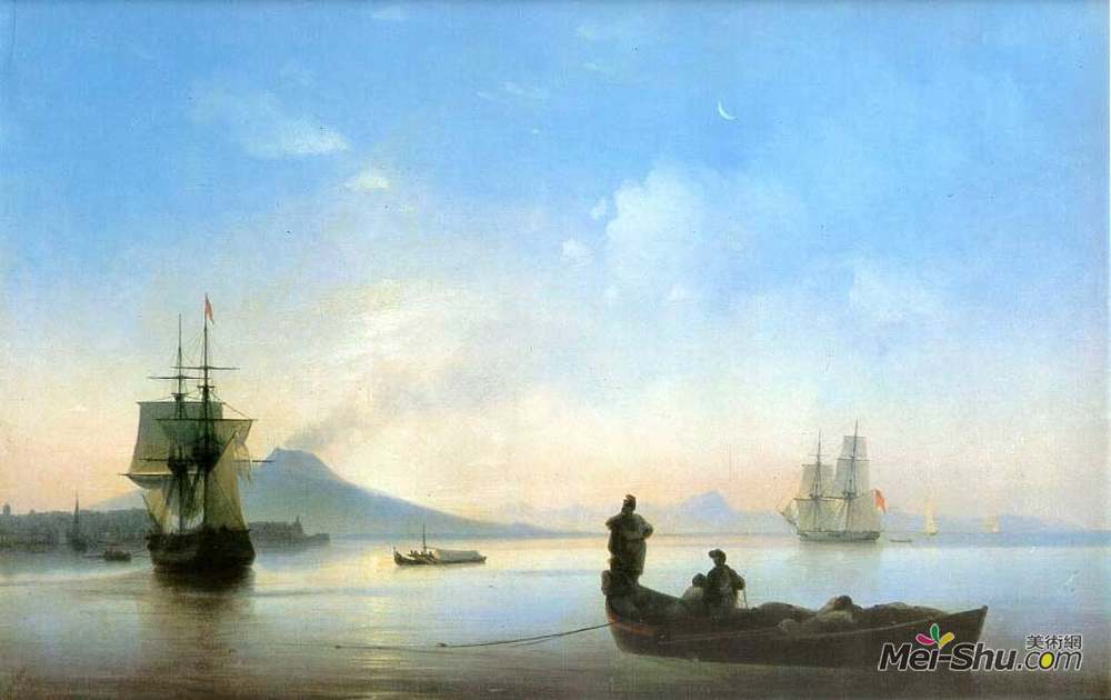 艾伊瓦佐夫斯基(Ivan Aivazovsky)高清作品《那不勒斯湾的早晨》