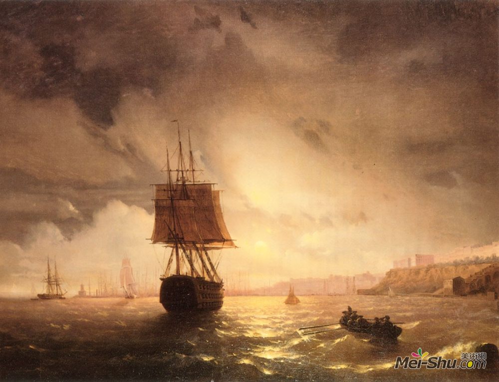 艾伊瓦佐夫斯基(Ivan Aivazovsky)高清作品《黑海敖德萨港》