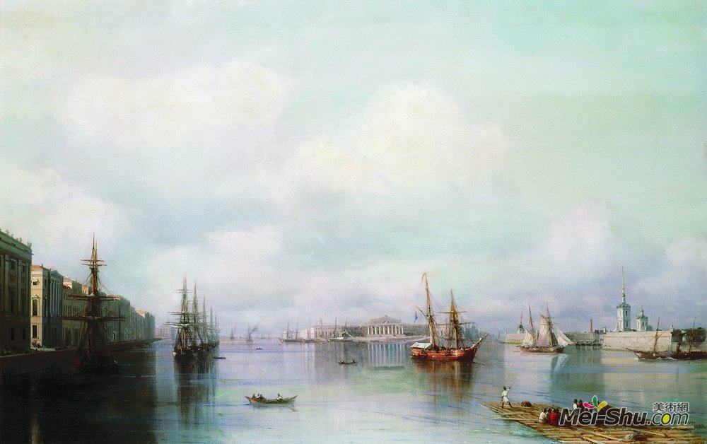 艾伊瓦佐夫斯基(Ivan Aivazovsky)高清作品《彼得堡观》