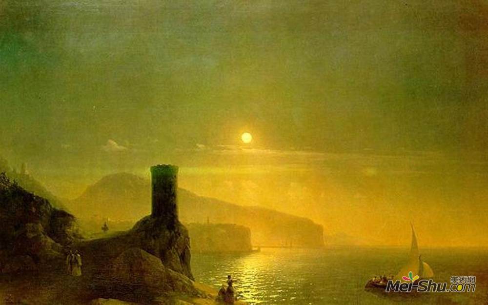 艾伊瓦佐夫斯基(Ivan Aivazovsky)高清作品《View of Vico near Naples》