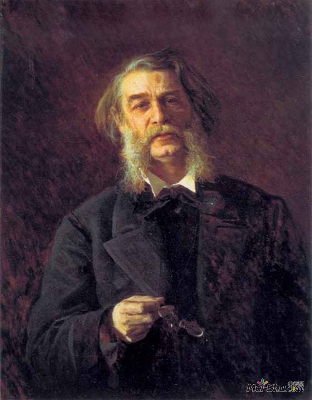 伊万·尼古拉耶维奇·克拉姆斯柯依(Ivan Kramskoy)高清作品《俄罗斯作家德米特里格里戈罗维奇》