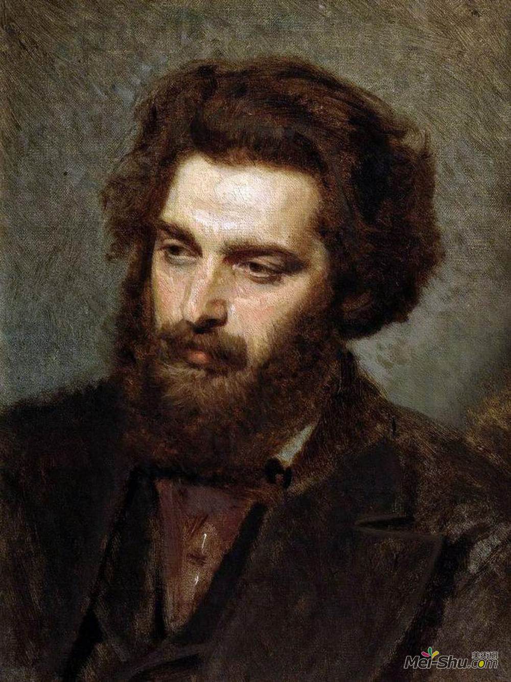伊万·尼古拉耶维奇·克拉姆斯柯依(Ivan Kramskoy)高清作品《Portrait A.I.Kuindzhi》