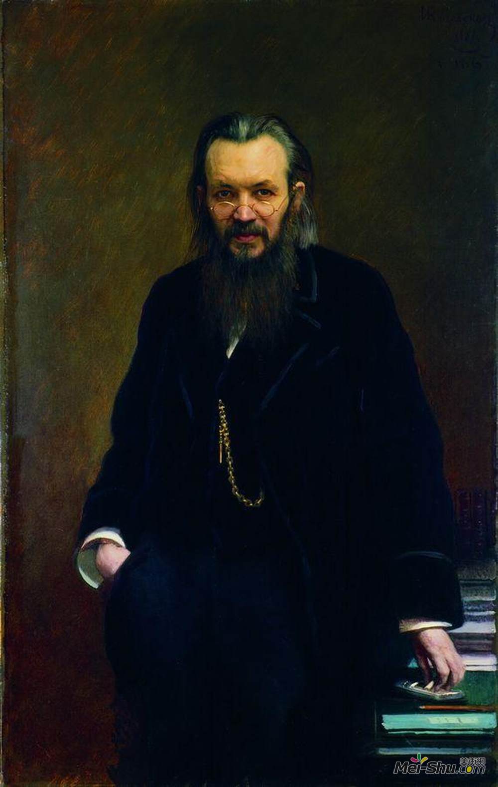 伊万·尼古拉耶维奇·克拉姆斯柯依(Ivan Kramskoy)高清作品《Portrait of a publisher and writer Alexei Sergeyevich Suvori》