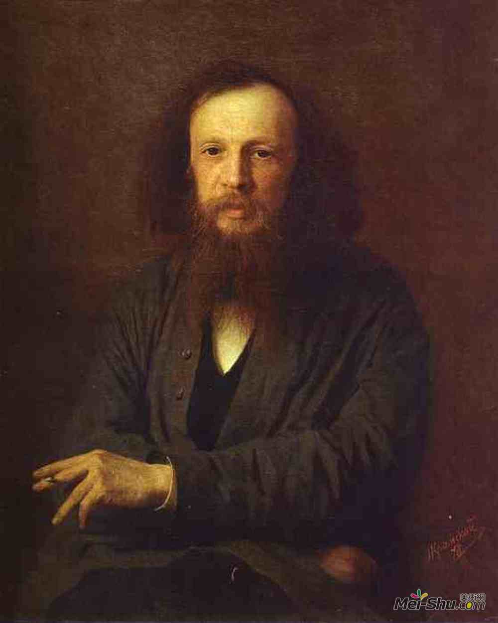 伊万·尼古拉耶维奇·克拉姆斯柯依(Ivan Kramskoy)高清作品《德米特里门德列耶夫的肖像》