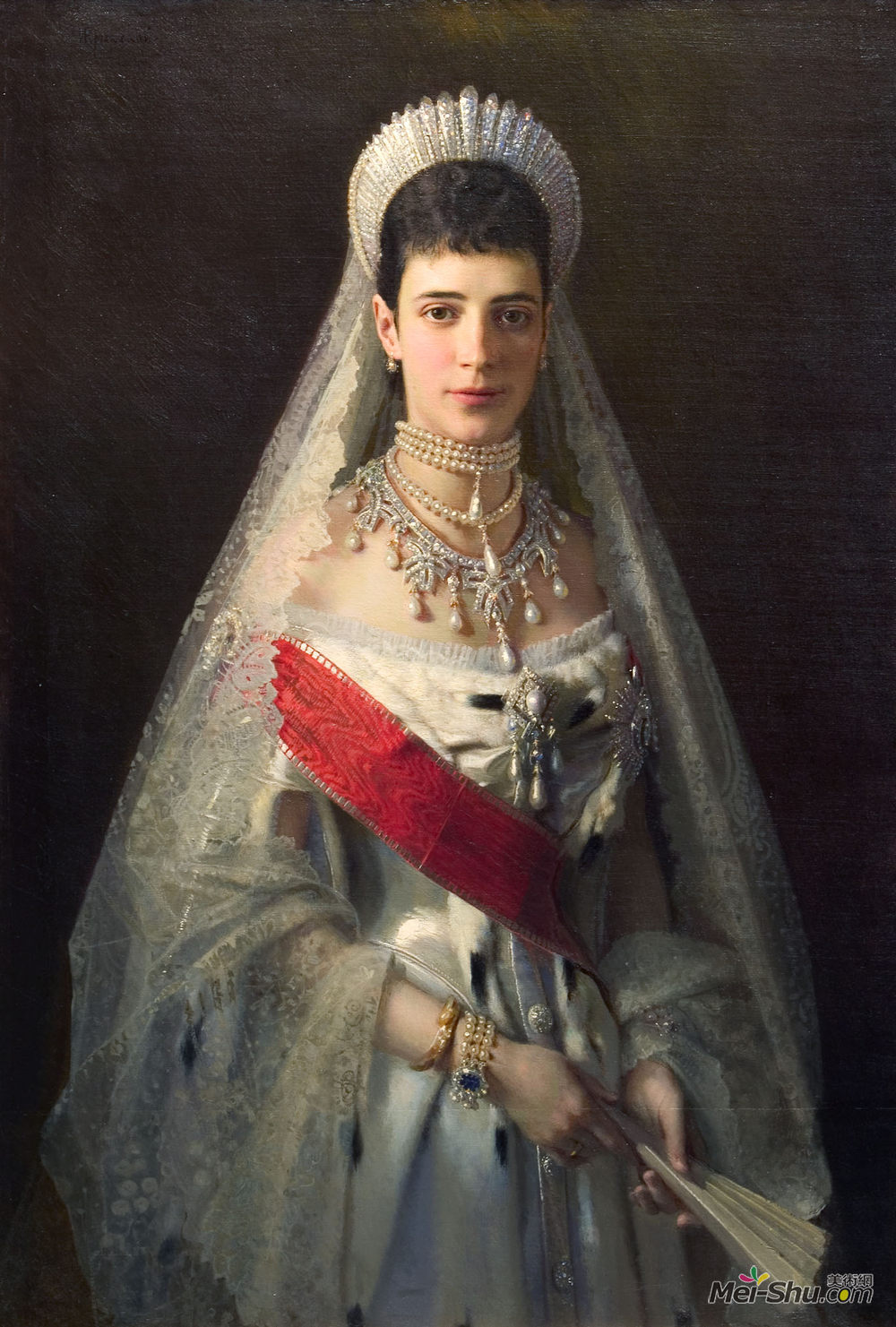 伊万·尼古拉耶维奇·克拉姆斯柯依(Ivan Kramskoy)高清作品《Portrait of Maria Fyodorovna, born Princess Dagmar of Denmar》