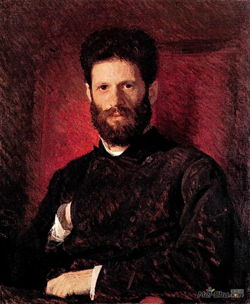 伊万·尼古拉耶维奇·克拉姆斯柯依(Ivan Kramskoy)高清作品《Portrait of sculptor Mark Matveevitch Antokolsky》