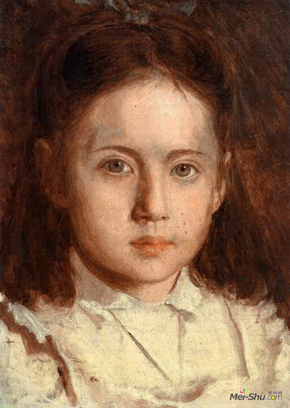 伊万·尼古拉耶维奇·克拉姆斯柯依(Ivan Kramskoy)高清作品《Portrait of Sonya Kramskaya, the Artist`s Daughter》