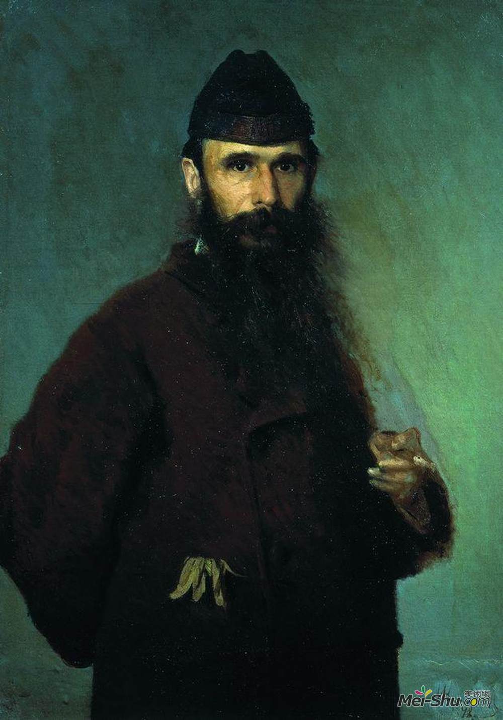 伊万·尼古拉耶维奇·克拉姆斯柯依(Ivan Kramskoy)高清作品《Portrait of the artist Alexander Dmitrievich Litovchenko》