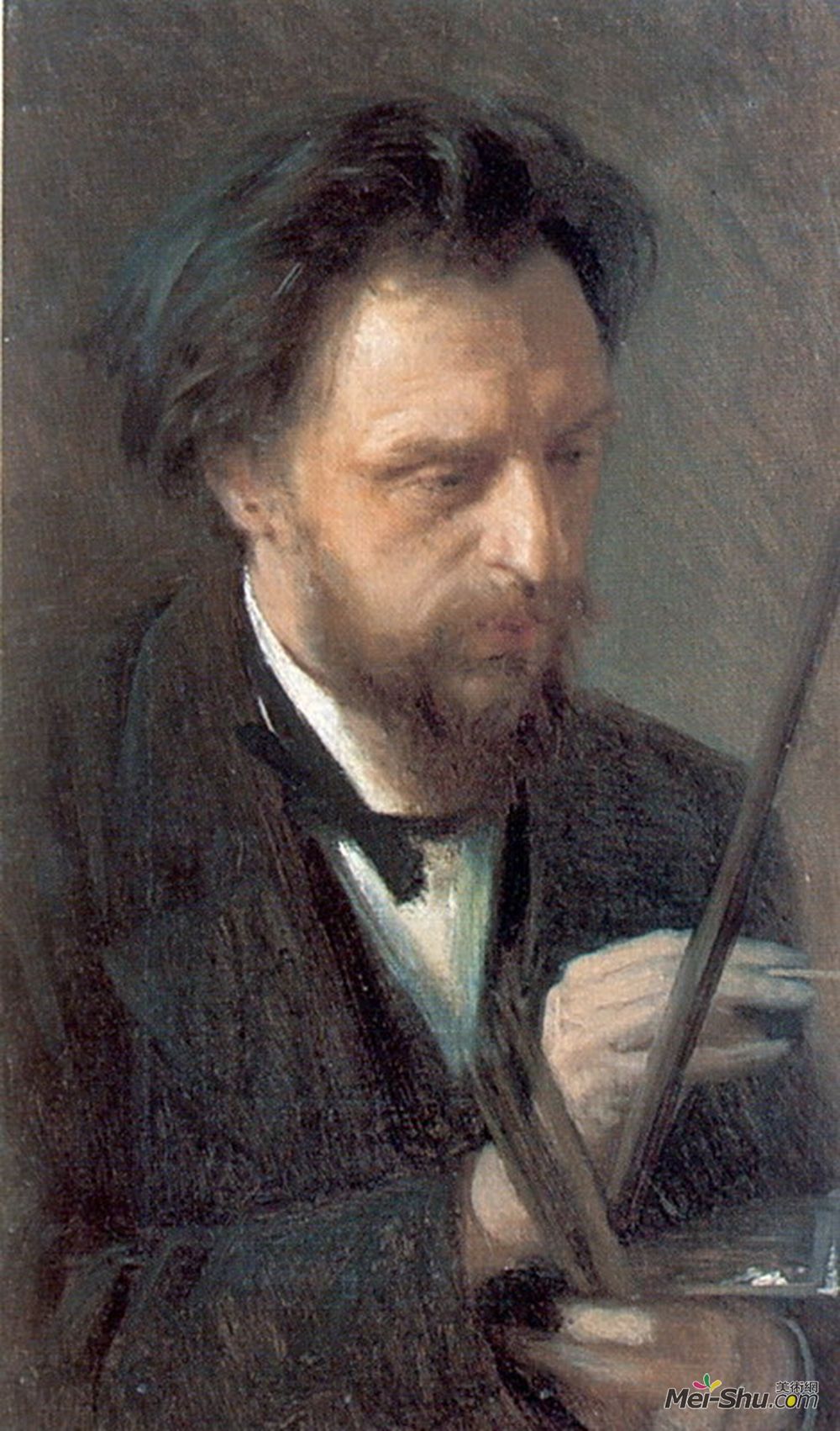 伊万·尼古拉耶维奇·克拉姆斯柯依(Ivan Kramskoy)高清作品《Portrait of the Artist G.G. Myasoedov》