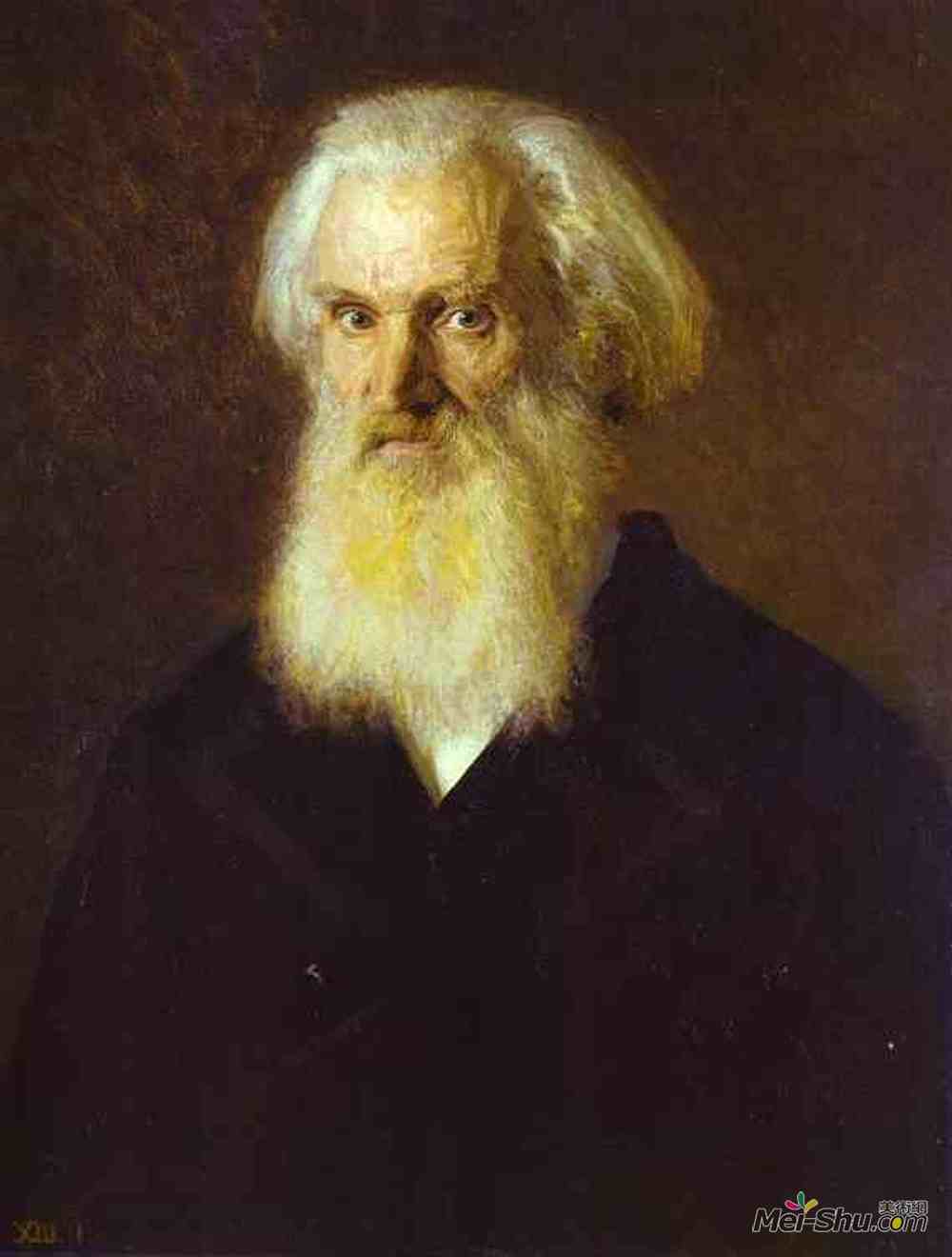 伊万·尼古拉耶维奇·克拉姆斯柯依(Ivan Kramskoy)高清作品《Portrait of the Artist Mikhail Dyakonov》