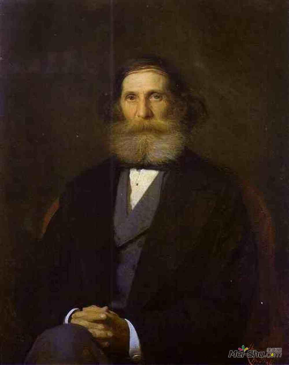 伊万·尼古拉耶维奇·克拉姆斯柯依(Ivan Kramskoy)高清作品《Portrait of the Artist Nikolay Bogoliubov》
