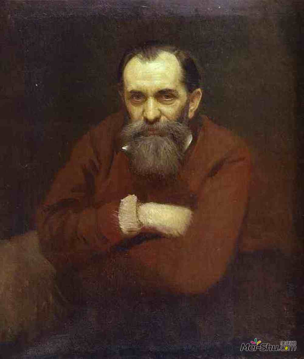 伊万·尼古拉耶维奇·克拉姆斯柯依(Ivan Kramskoy)高清作品《艺术家瓦西里佩罗夫的肖像》