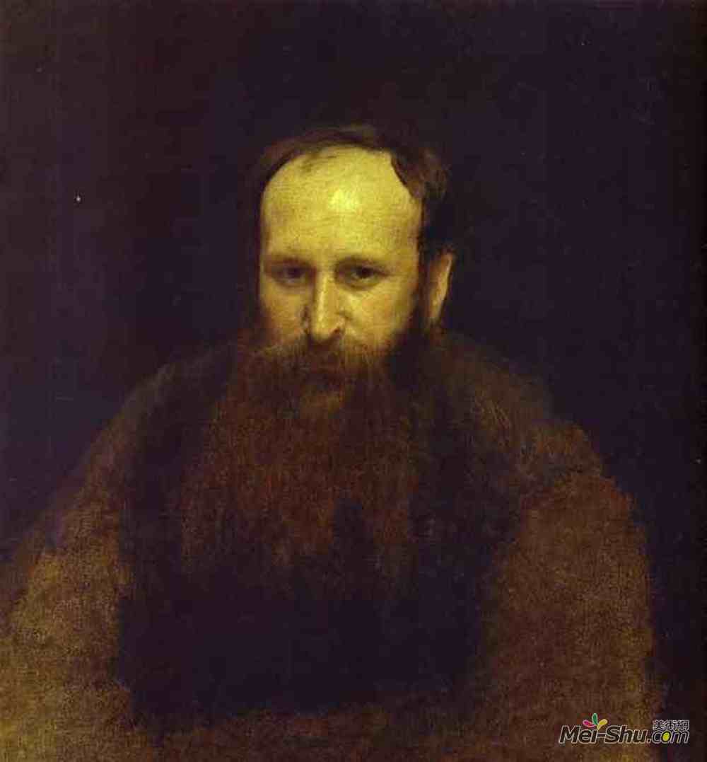 伊万·尼古拉耶维奇·克拉姆斯柯依(Ivan Kramskoy)高清作品《Portrait of the Artist Vasily Vereshchagin》