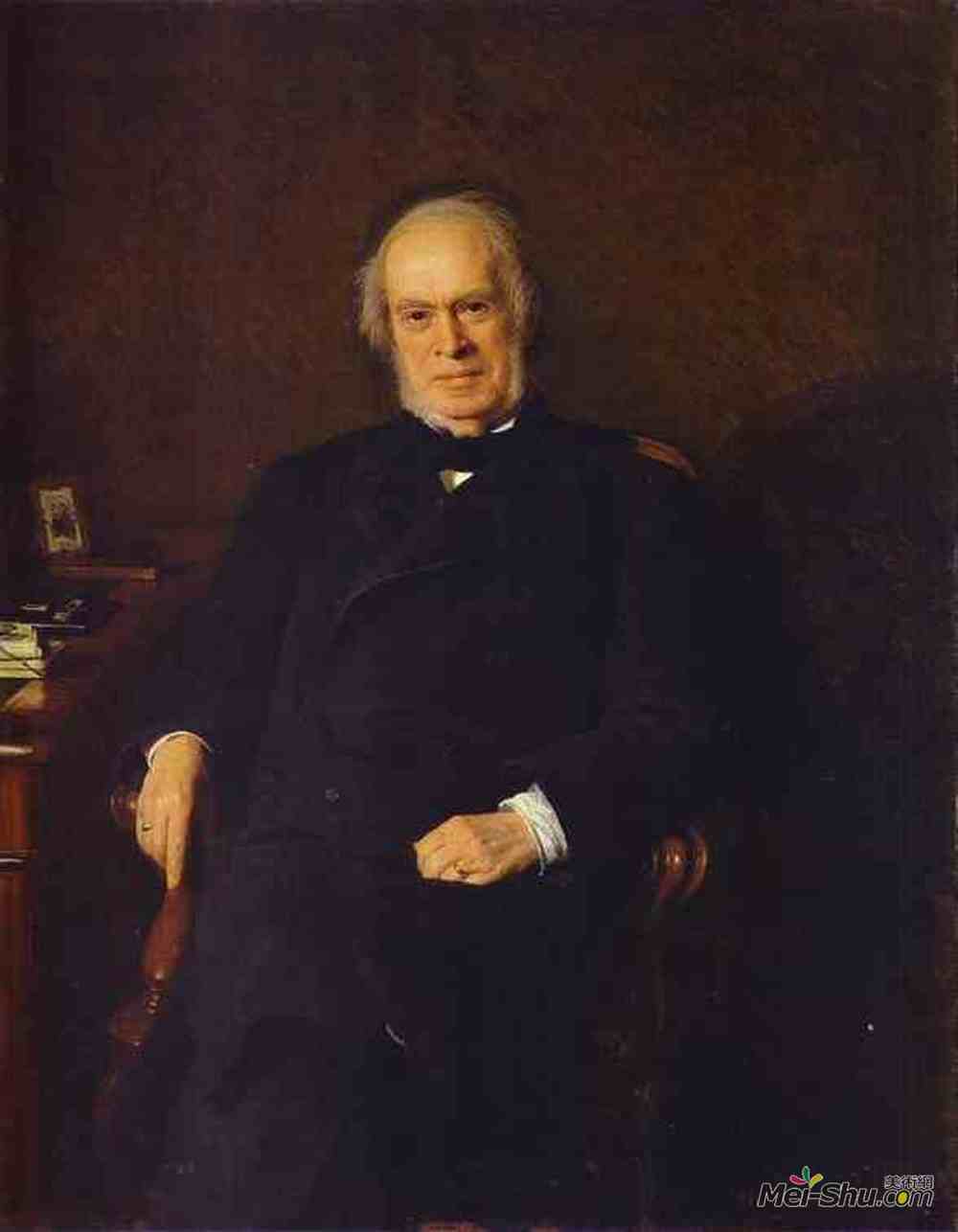 伊万·尼古拉耶维奇·克拉姆斯柯依(Ivan Kramskoy)高清作品《Portrait of Yakov Golubev, Vice Director of the Tax Departme》