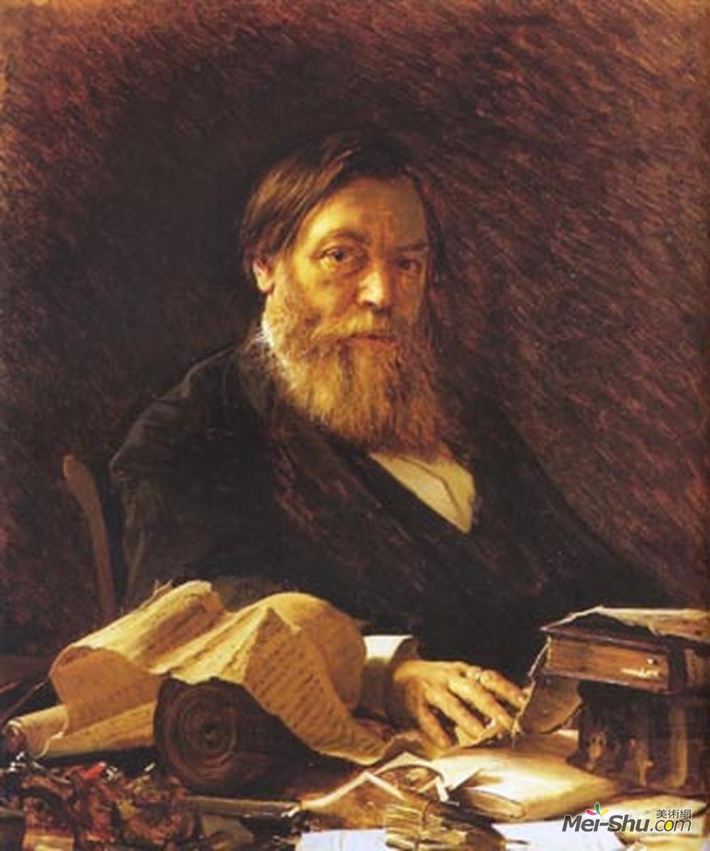 伊万·尼古拉耶维奇·克拉姆斯柯依(Ivan Kramskoy)高清作品《俄罗斯作家帕维尔梅尔尼科夫》