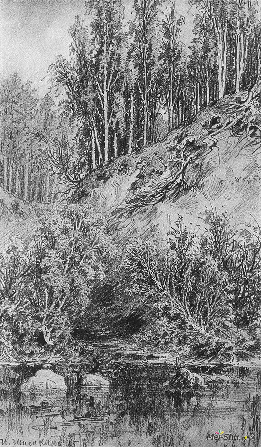 伊万·希什金(Ivan Shishkin)高清作品《溪流银行》