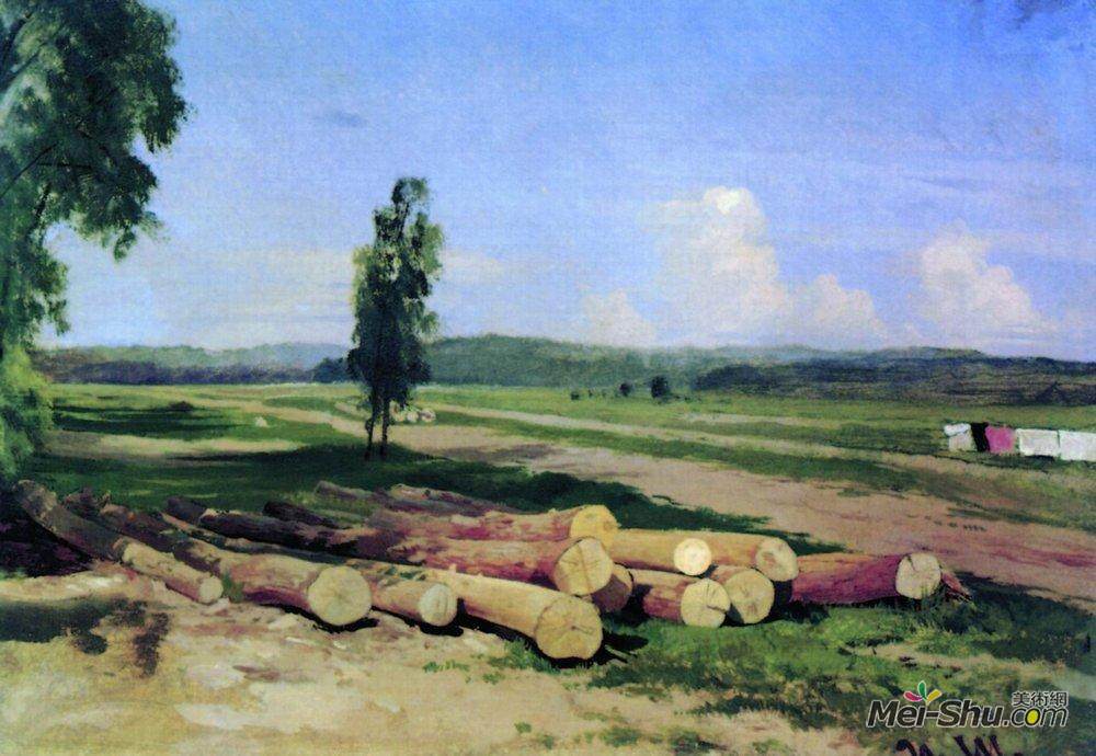 伊万·希什金(Ivan Shishkin)高清作品《Logs. Kostiantynovka village near the Red village》