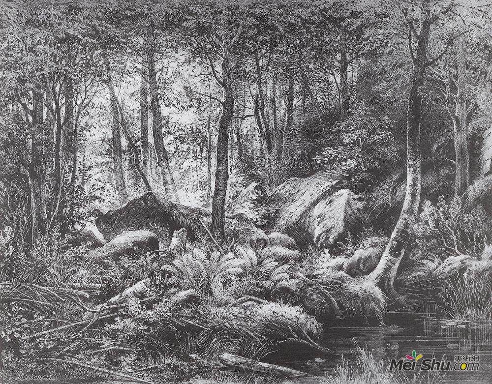 伊万·希什金(Ivan Shishkin)高清作品《Slums (View on the island of Valaam)》