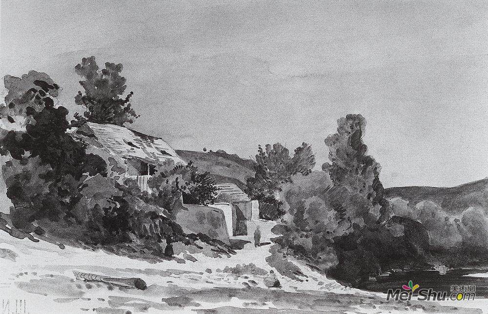 伊万·希什金(Ivan Shishkin)高清作品《布拉格附近的特洛伊村庄》