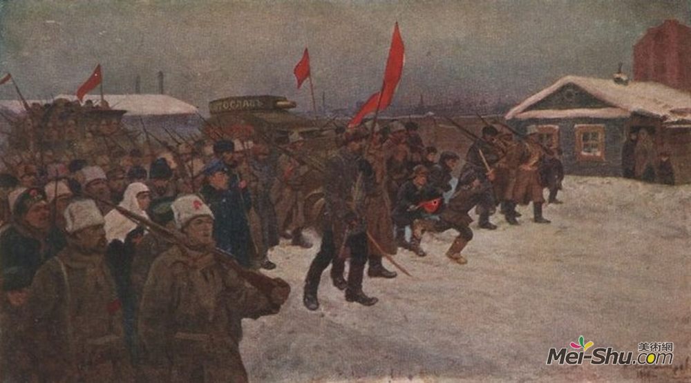 伊凡·弗拉基米洛夫(Ivan Vladimirov)高清作品《弗洛伊斯时期的工人和工人起义》