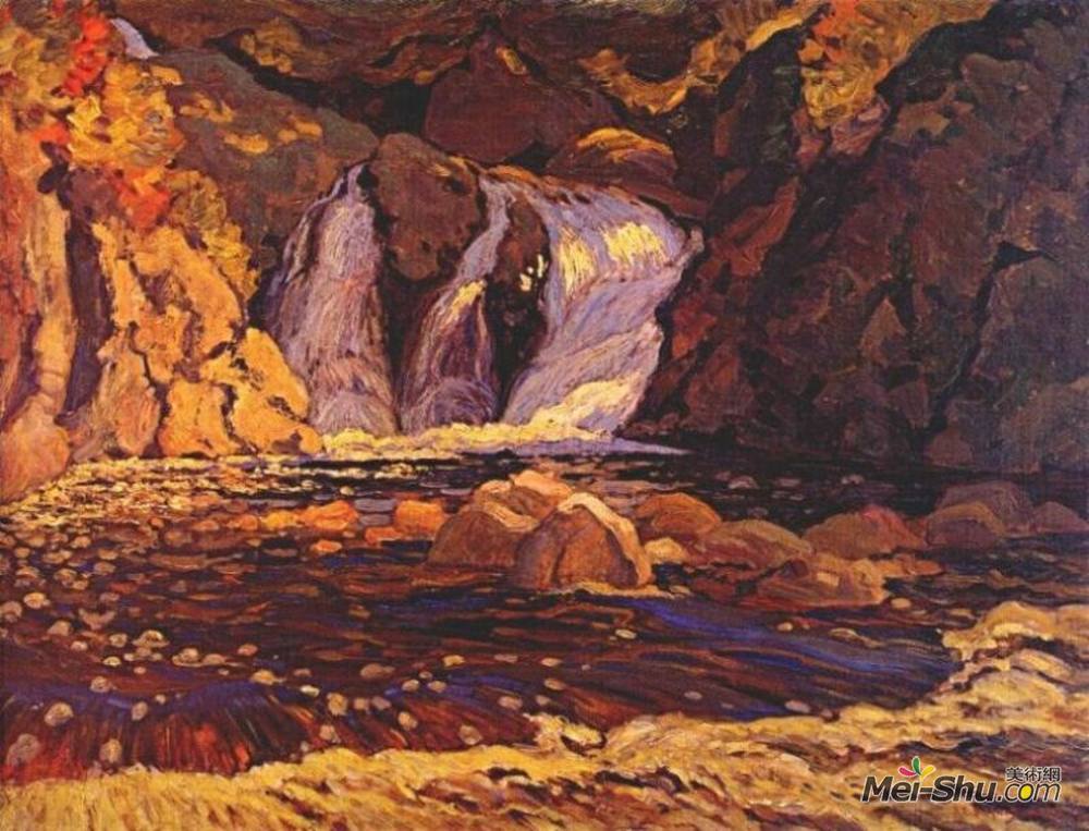 J·E·H·麦克唐纳德(J. E. H. MacDonald)高清作品《小瀑布》
