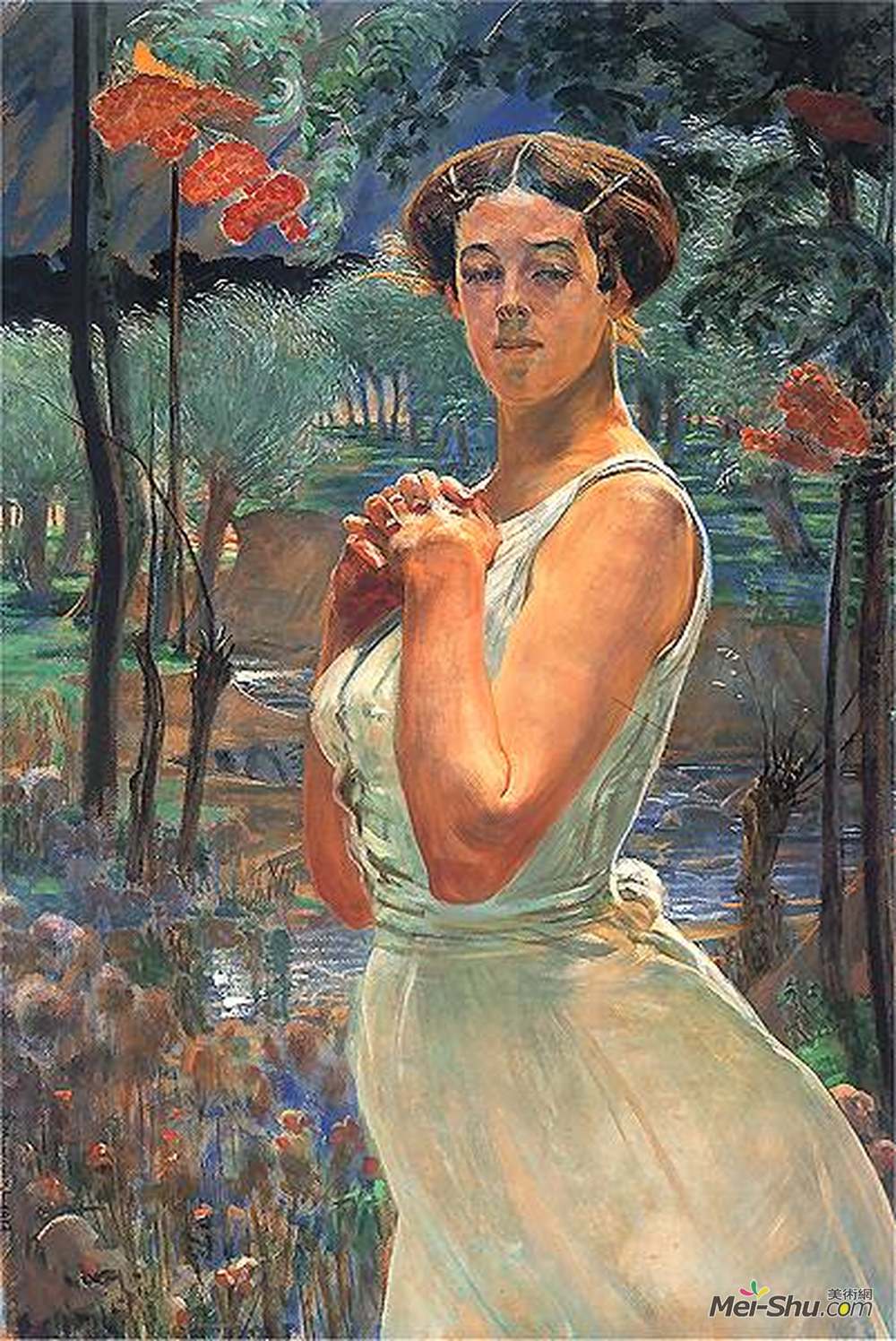 杰西克马尔塞夫斯基(Jacek Malczewski)高清作品《林中的女人》