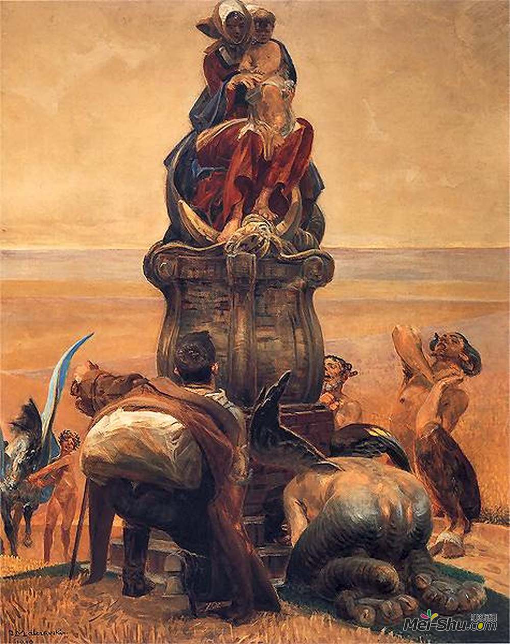 杰西克马尔塞夫斯基(Jacek Malczewski)高清作品《顺流而下（中央部分）》