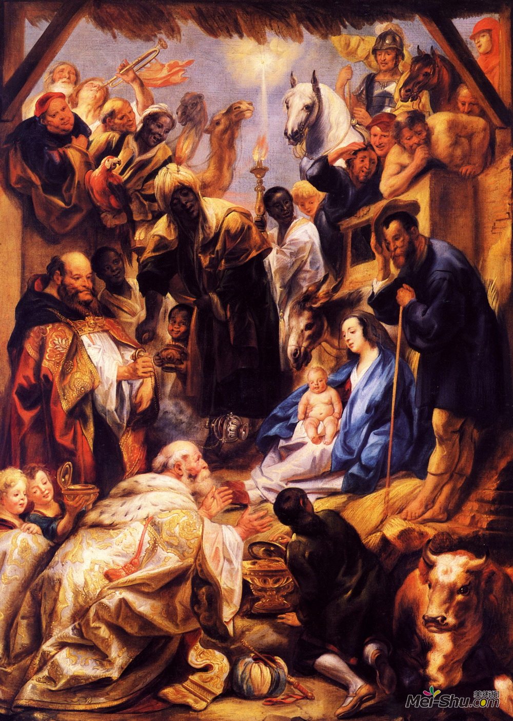 雅各布布·乔登斯(Jacob Jordaens)高清作品《对贤士的崇拜》