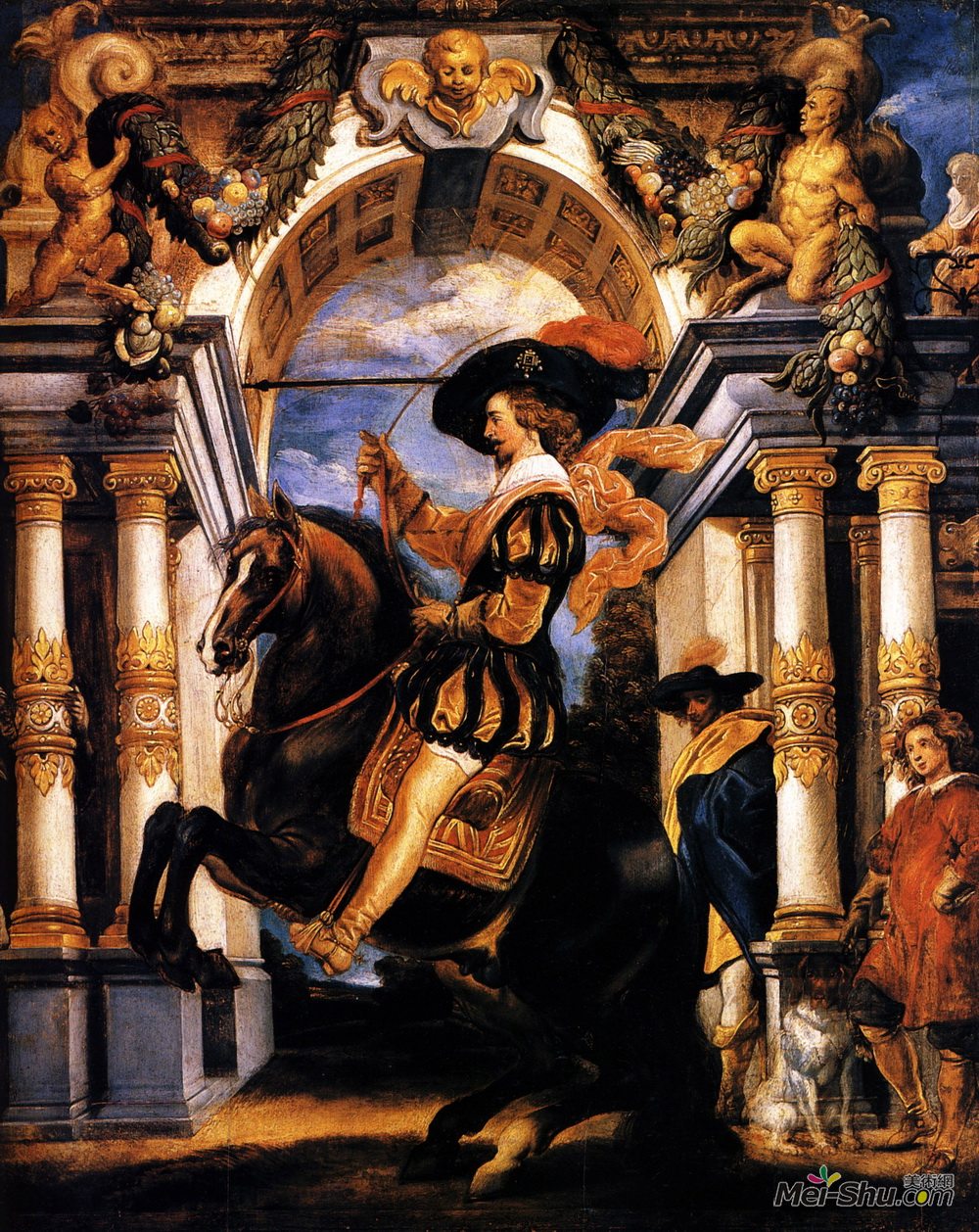 雅各布布·乔登斯(Jacob Jordaens)高清作品《Cavalier executing a Levade, in front of a portal》