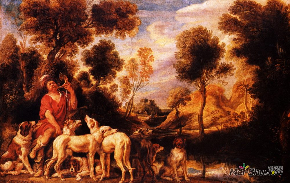 雅各布布·乔登斯(Jacob Jordaens)高清作品《猎人和他的狗》